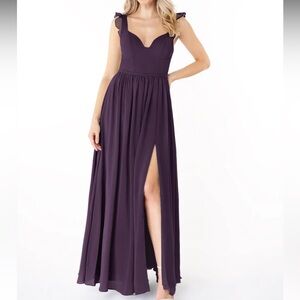 NWT Azazie Stassie Plum Chiffon Dress